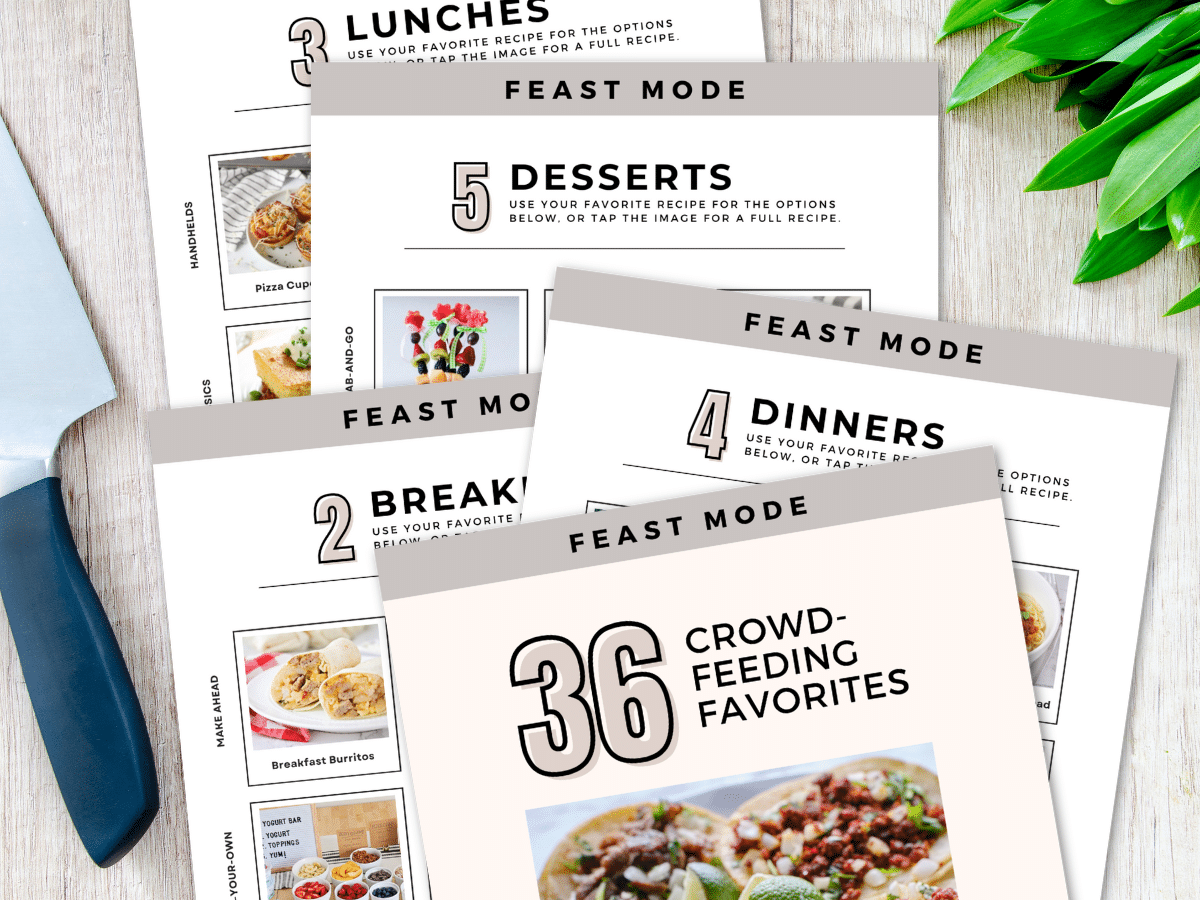 recipe eBook printed and on the counter next to a cooking knife