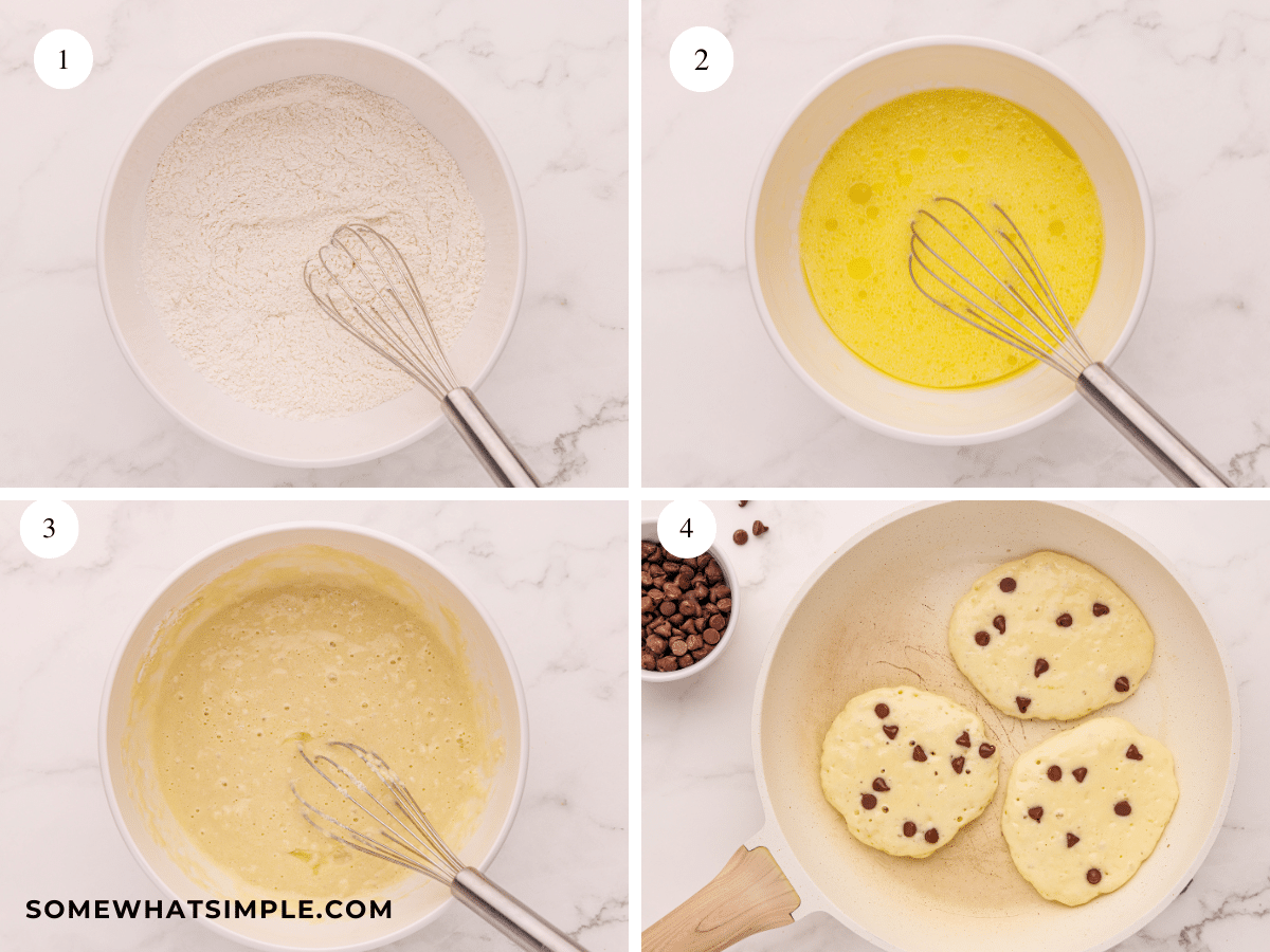 directions on how to make chocolate chip pancakes