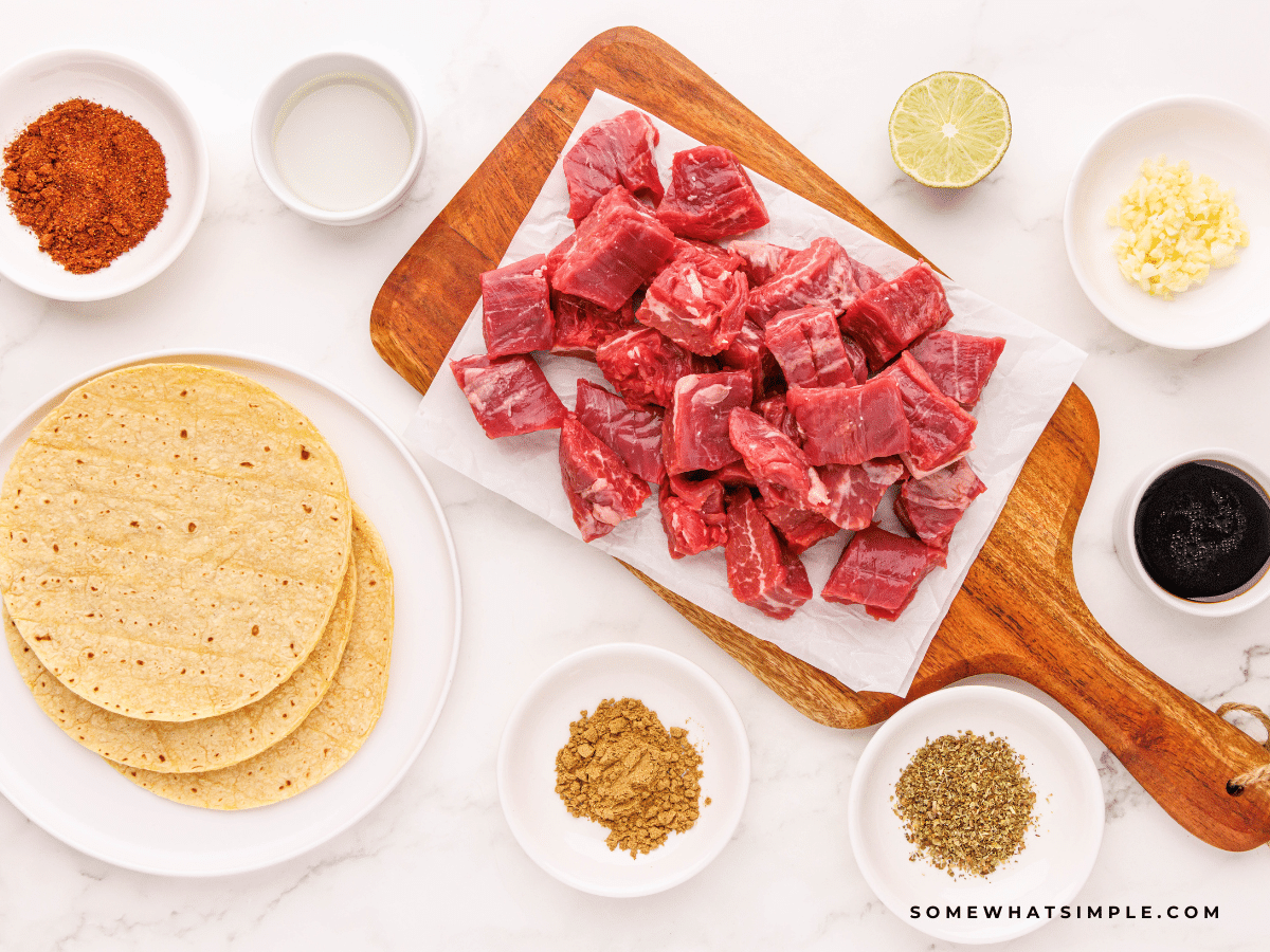 ingredients to make Mexican Street Tacos