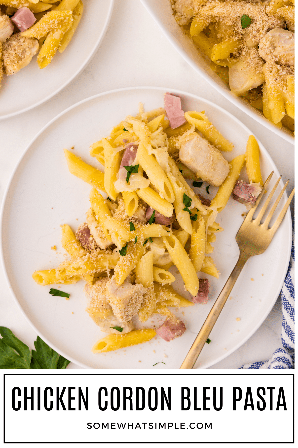 Chicken Cordon Bleu Pasta is the ultimate comfort food that combines all the classic flavors you love in a quick and easy dish. Perfect for weeknight dinners or a cozy weekend meal, it’s sure to be a hit with the whole family. via @somewhatsimple