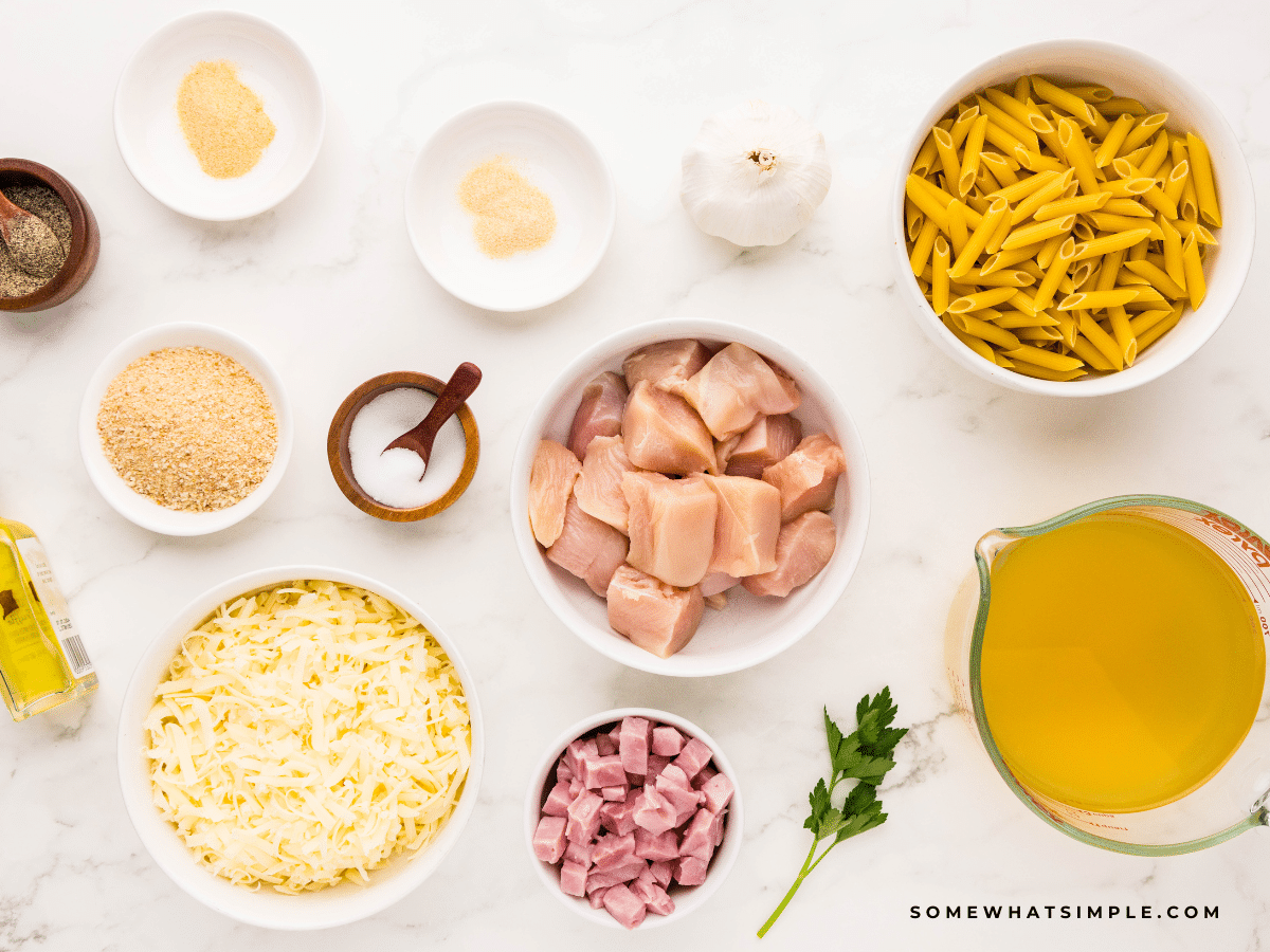 ingredients to make chicken cordon bleu pasta