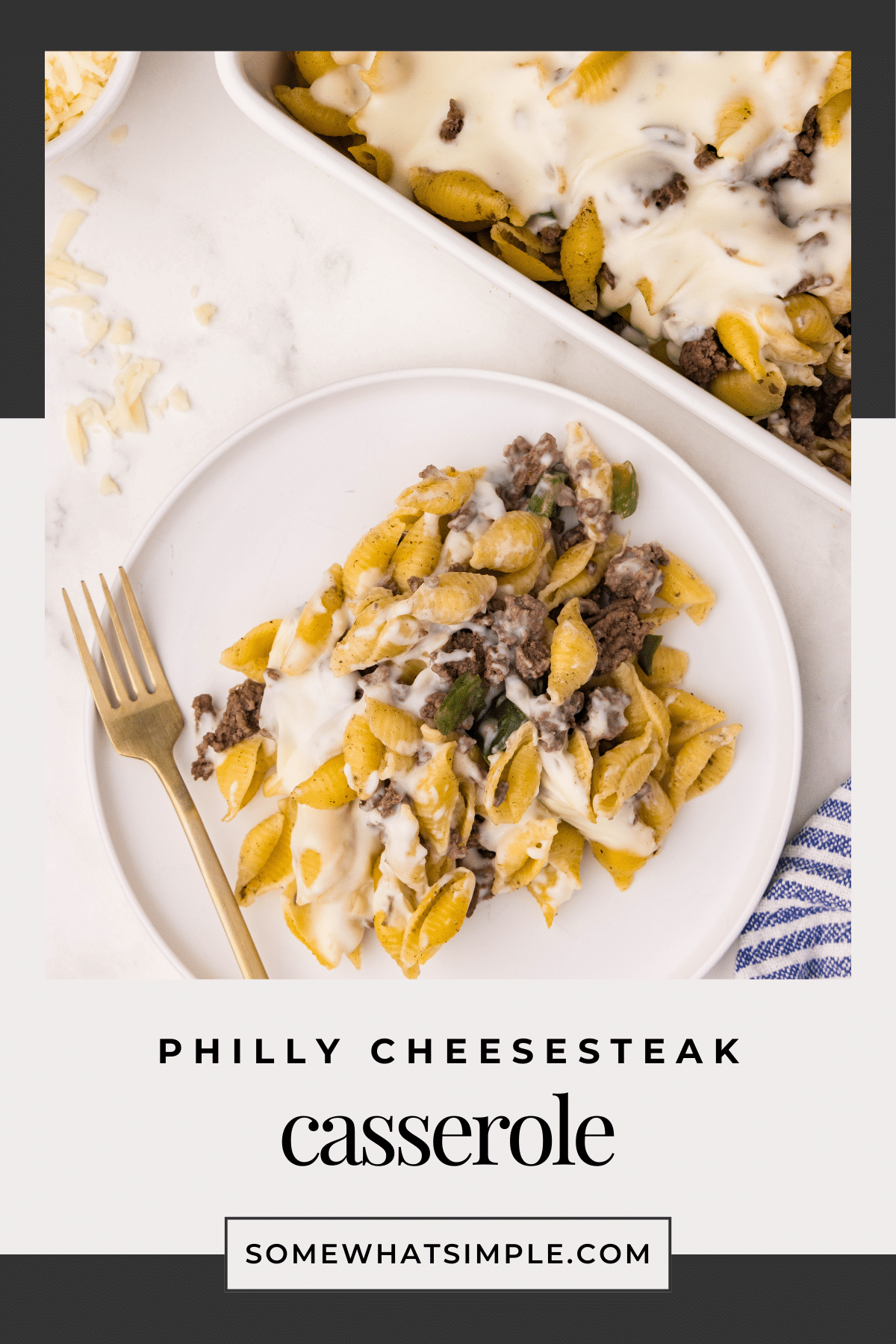If you love the bold, savory flavors of a classic Philly cheesesteak but want an easy, family-friendly meal, this Philly Cheesesteak Casserole is for you! via @somewhatsimple
