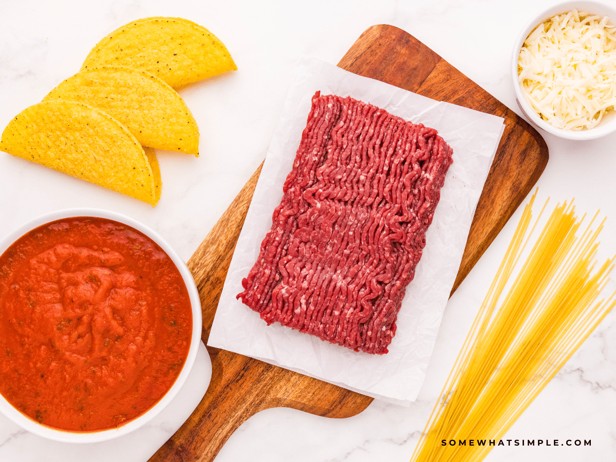 ingredients used to make Spaghetti Tacos