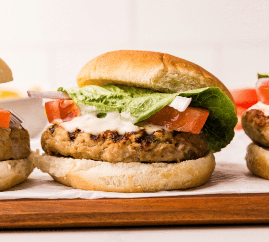plated Chicken Caesar Burgers