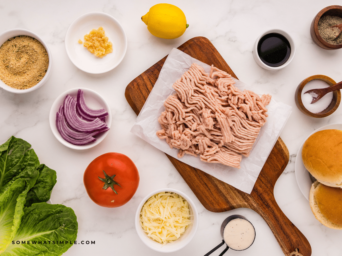 ingredients to make Chicken Caesar Burgers