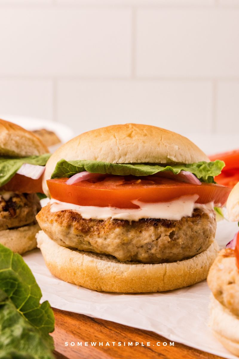 long shot of a Chicken Caesar Burger