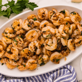 plated Grilled Garlic Shrimp on a white plate
