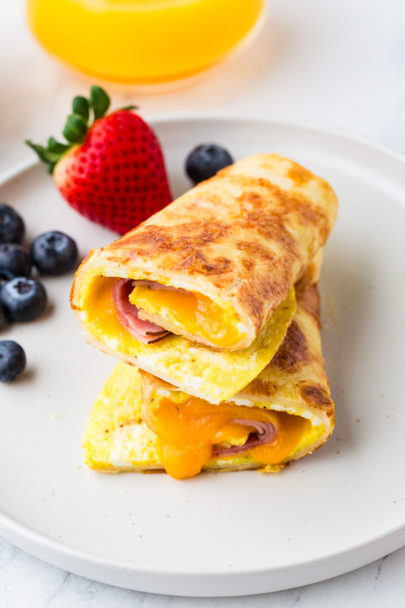 two Tortilla Breakfast Wraps stacked on top of each other
