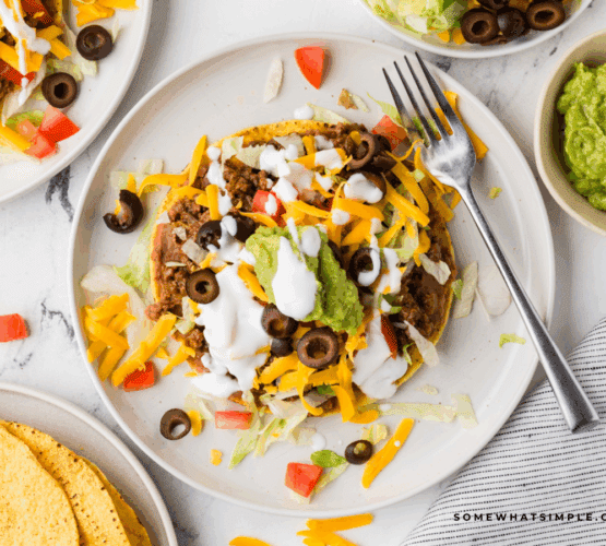 Overhead shot of Beef Tostadas