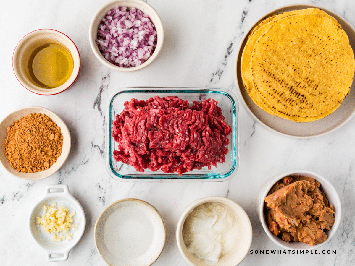 Ingredients to make Beef Tostadas
