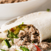 close up plated shot of a gyro taco