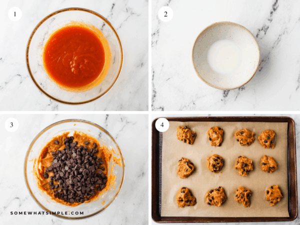 Directions showing how to make Pumpkin Chocolate Chip Cookies