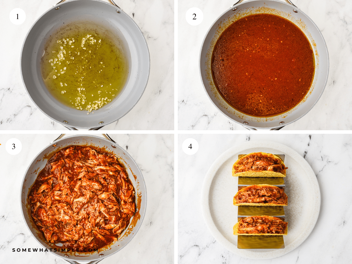 collage of images showing how to make Rotisserie Chicken Tacos