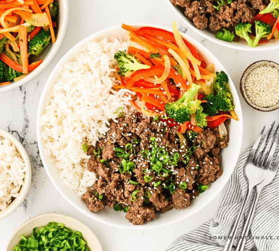 plated Korean Beef Bowls