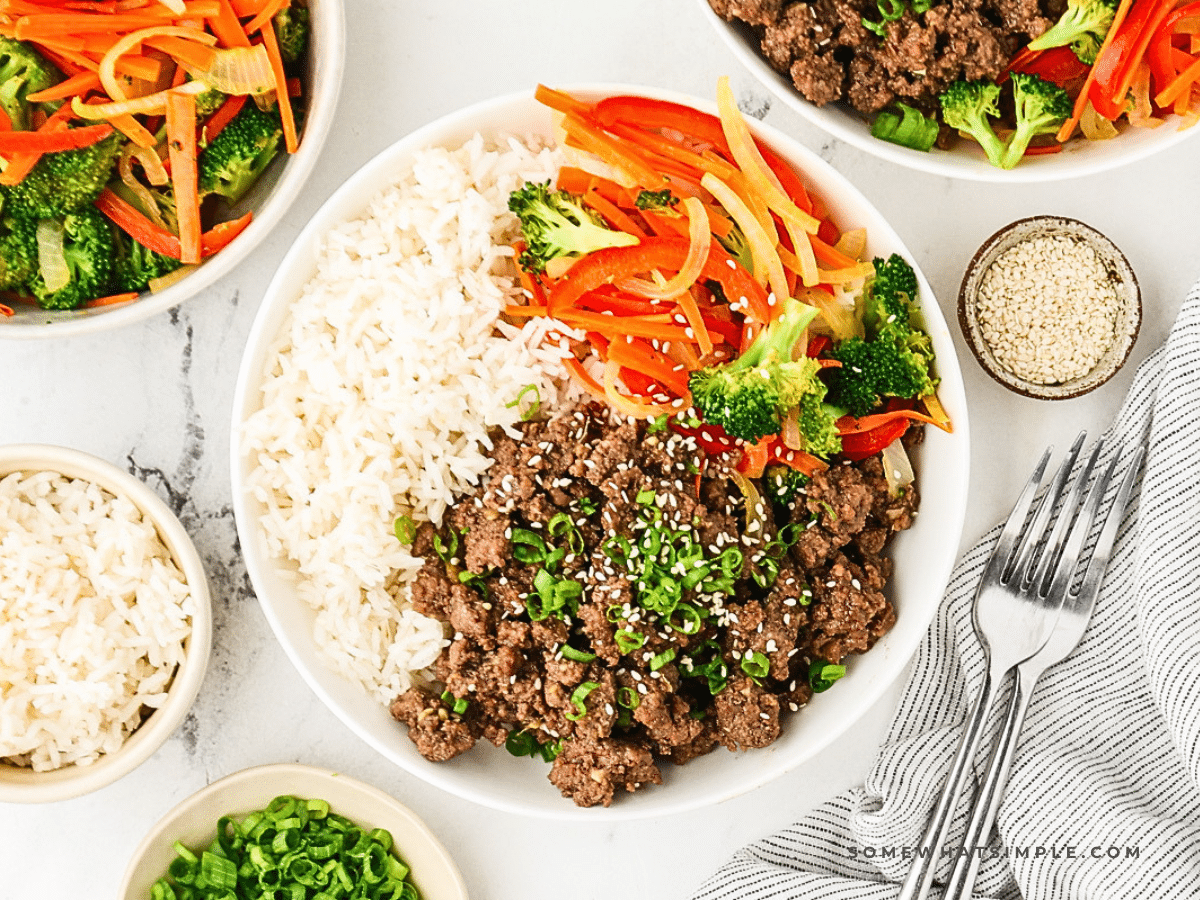 plated Korean Beef Bowls